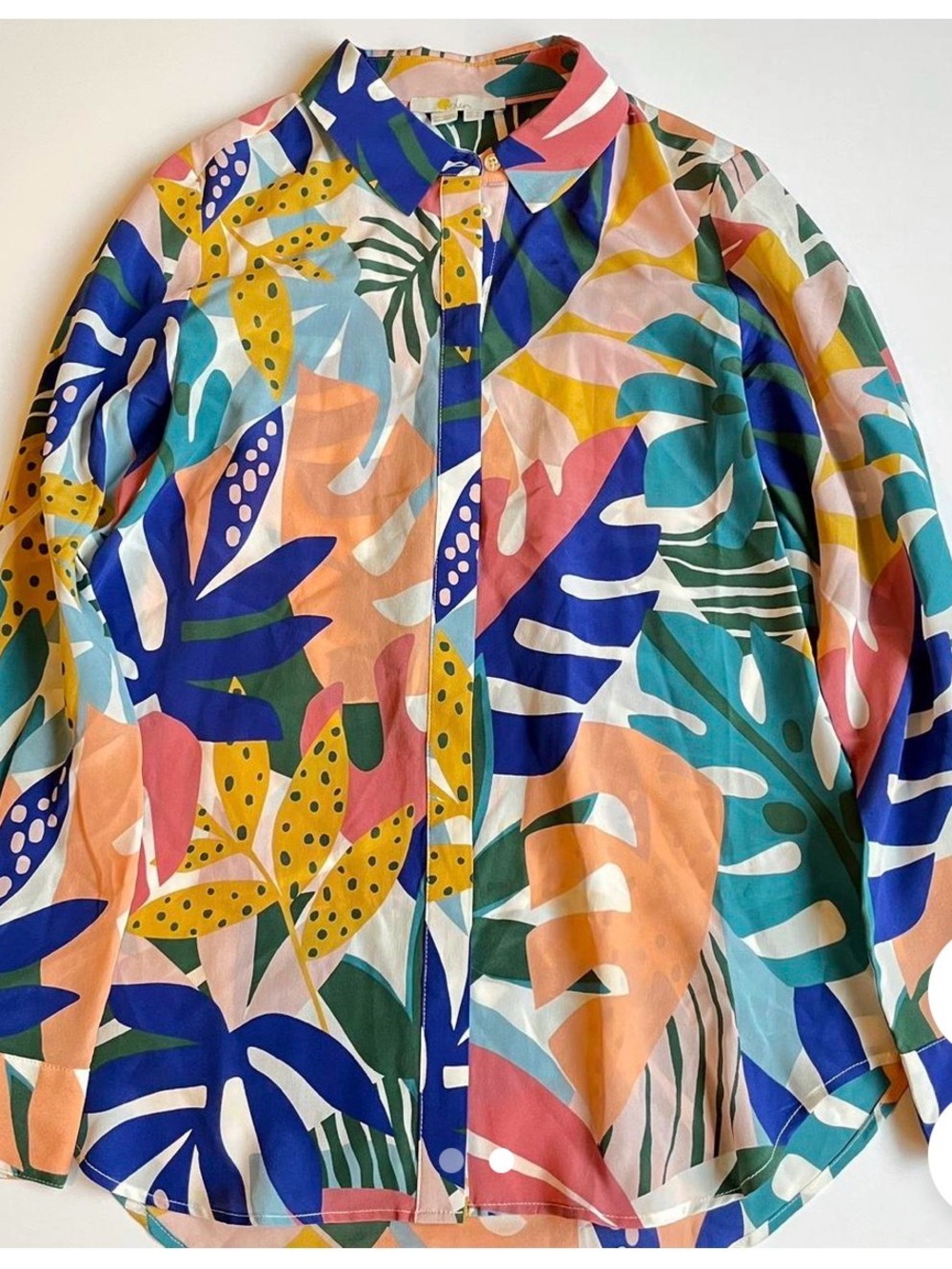 Boden silk shirt NWOT US 6 Sienna shirt colorful palm print